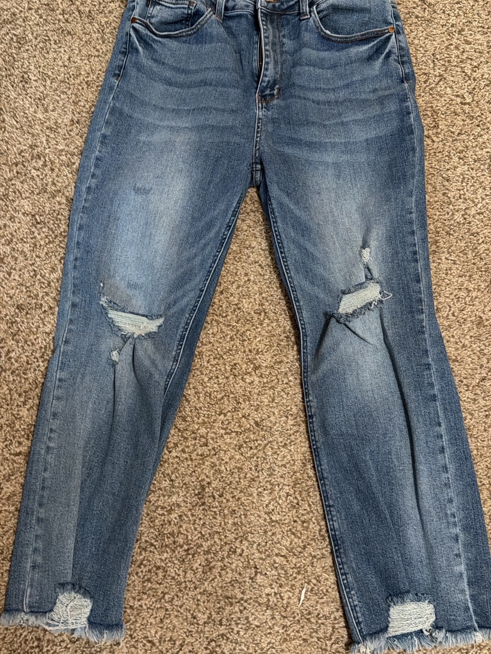 Judy Blue Distressed Medium Blue Ankle Crop Jeans